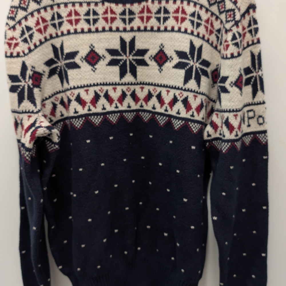 Ralph Lauren Men's Navy and Cream Nordic Sweater